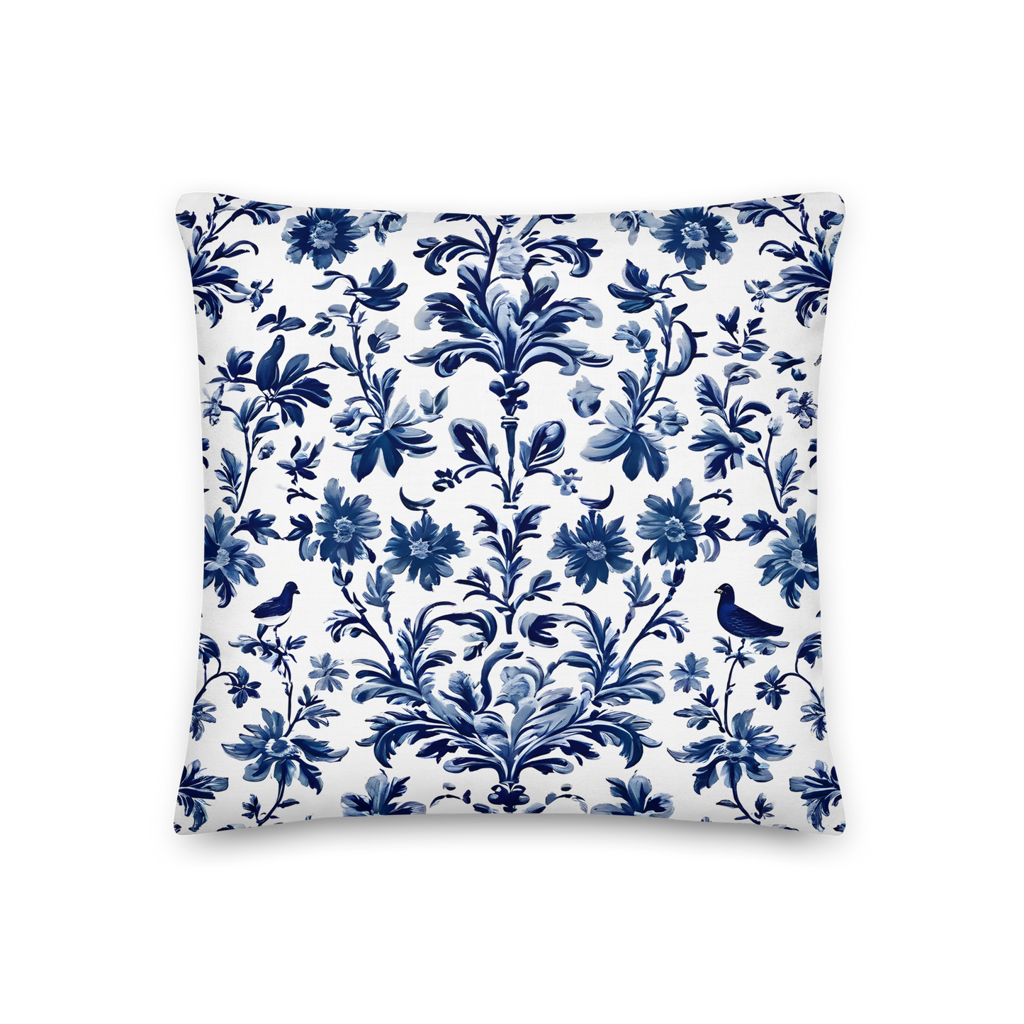 Decorative cushion with Toile de Jouy pattern