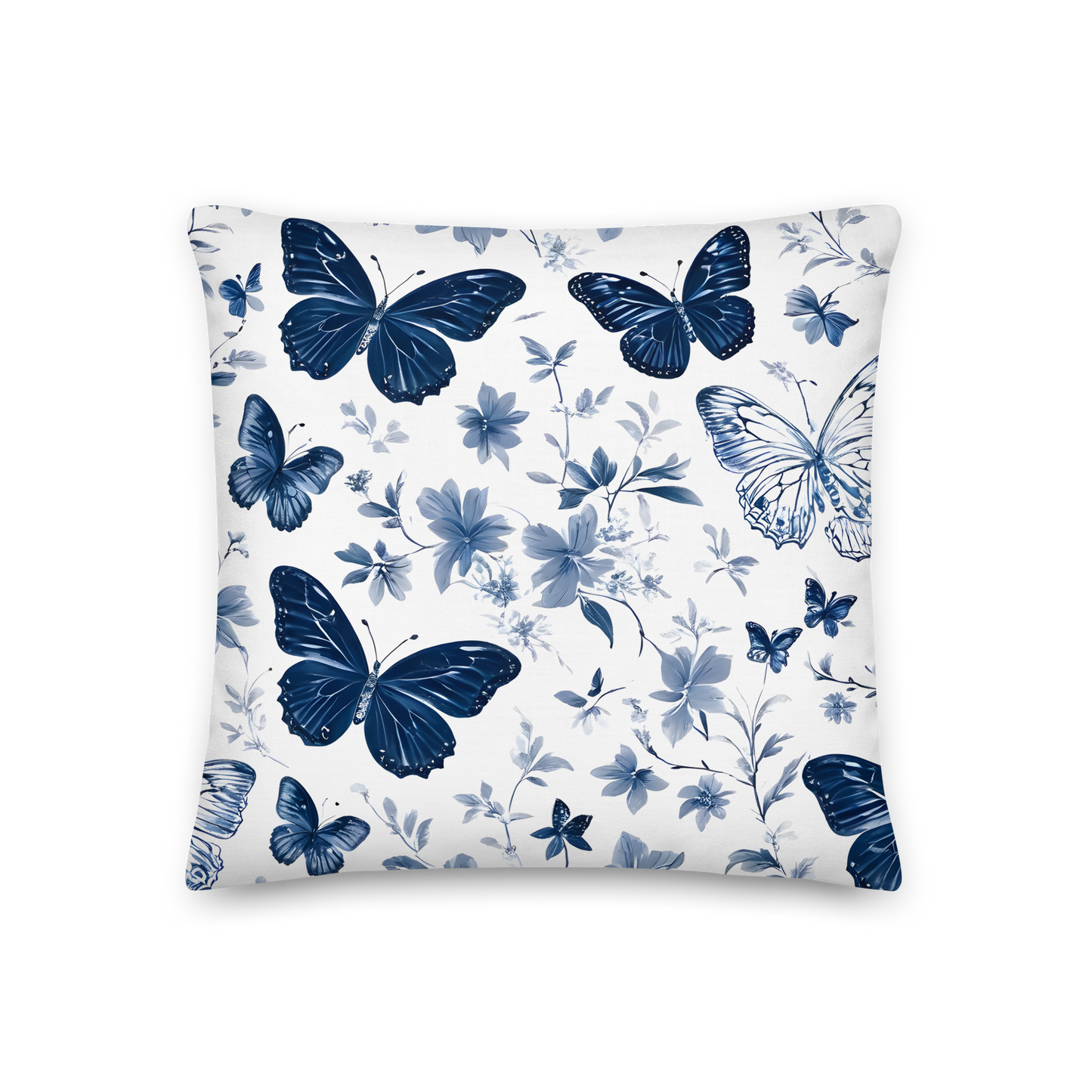 Decorative cushion with Toile de Jouy pattern