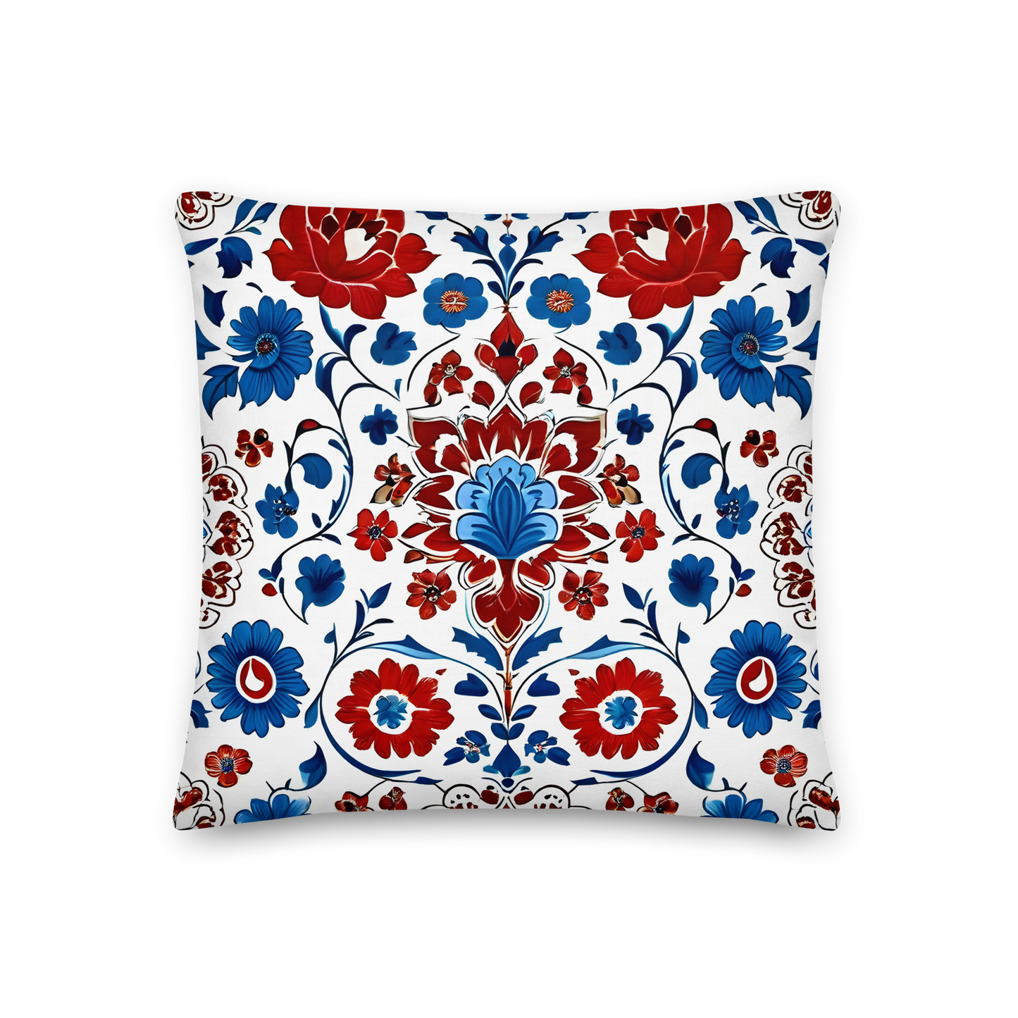 Decorative cushion with Turkish Iznik pattern