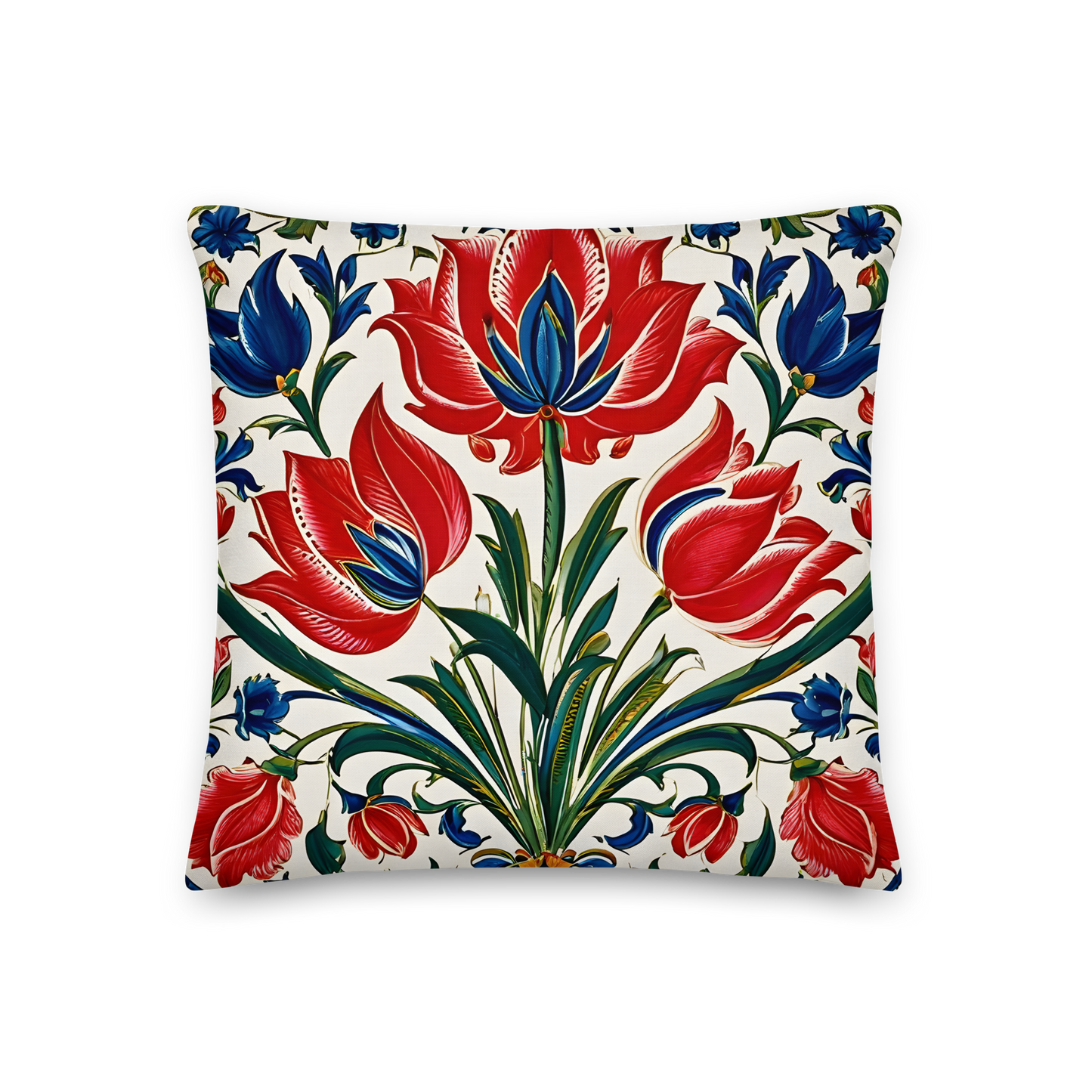 Decorative cushion with Turkish Iznik pattern