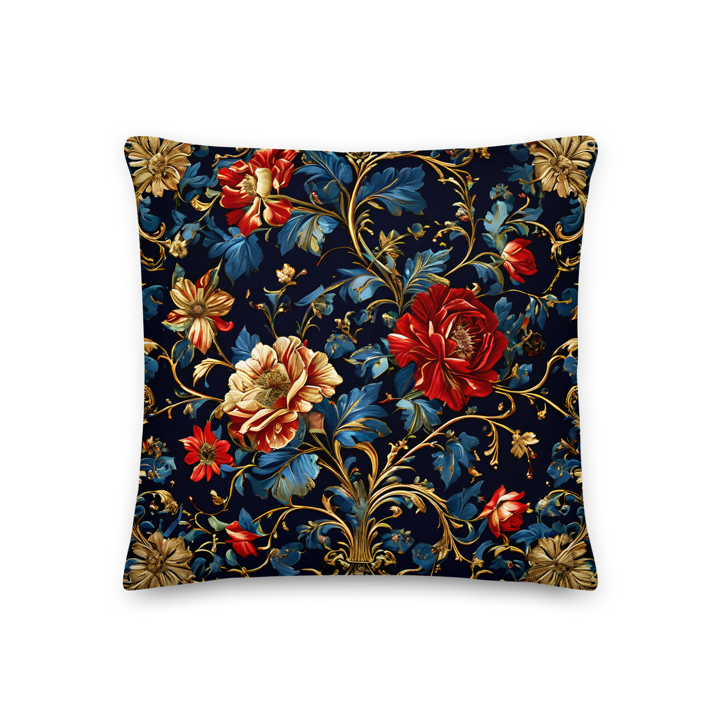 Decorative cushion with Renaissance floral pattern