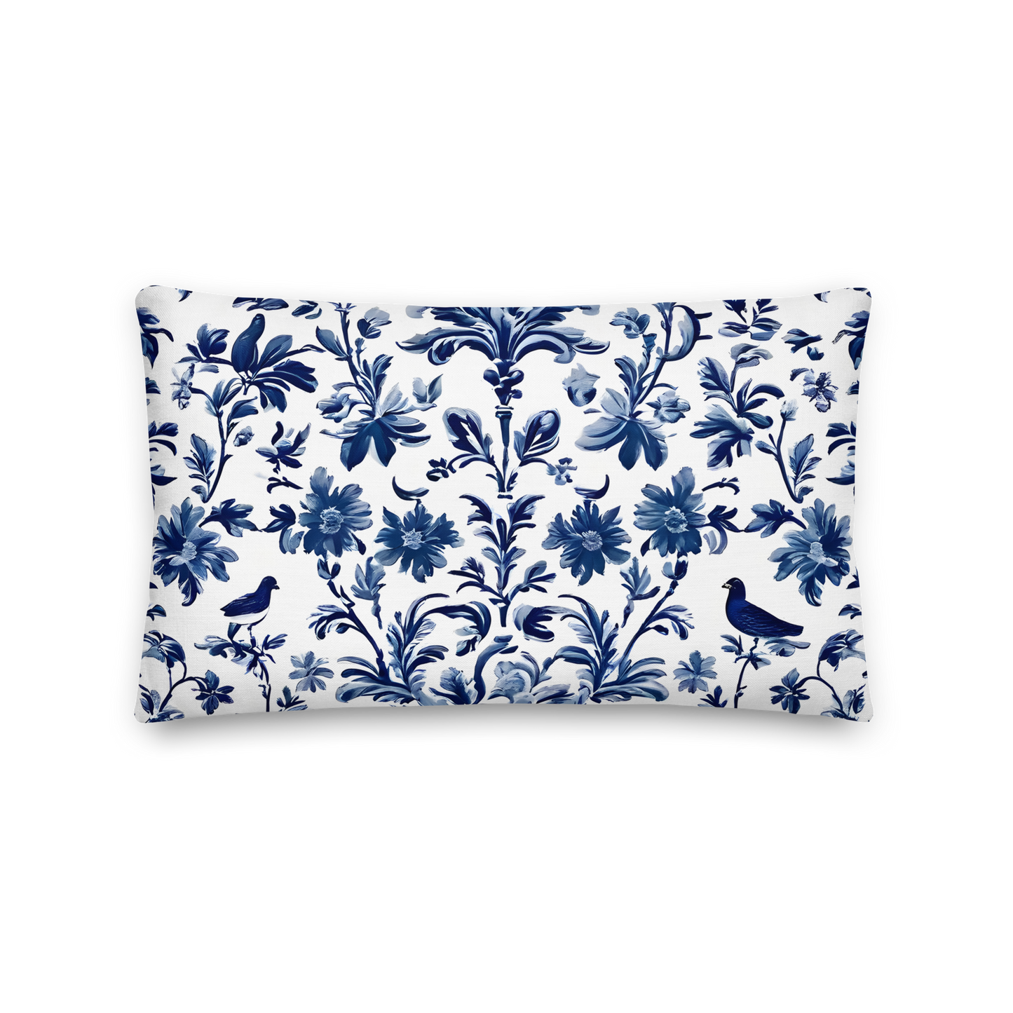 Decorative cushion with Toile de Jouy pattern