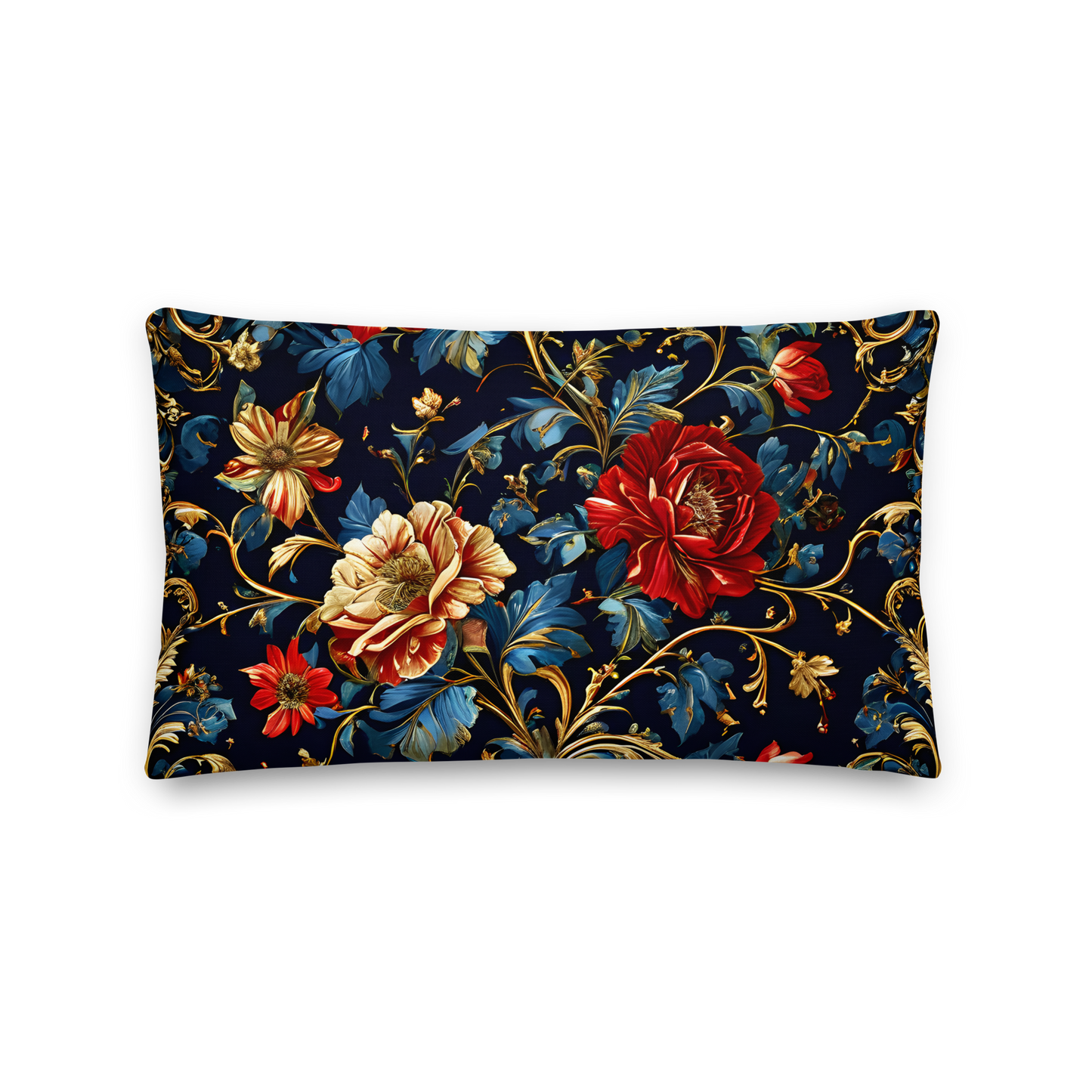 Decorative cushion with Renaissance floral pattern