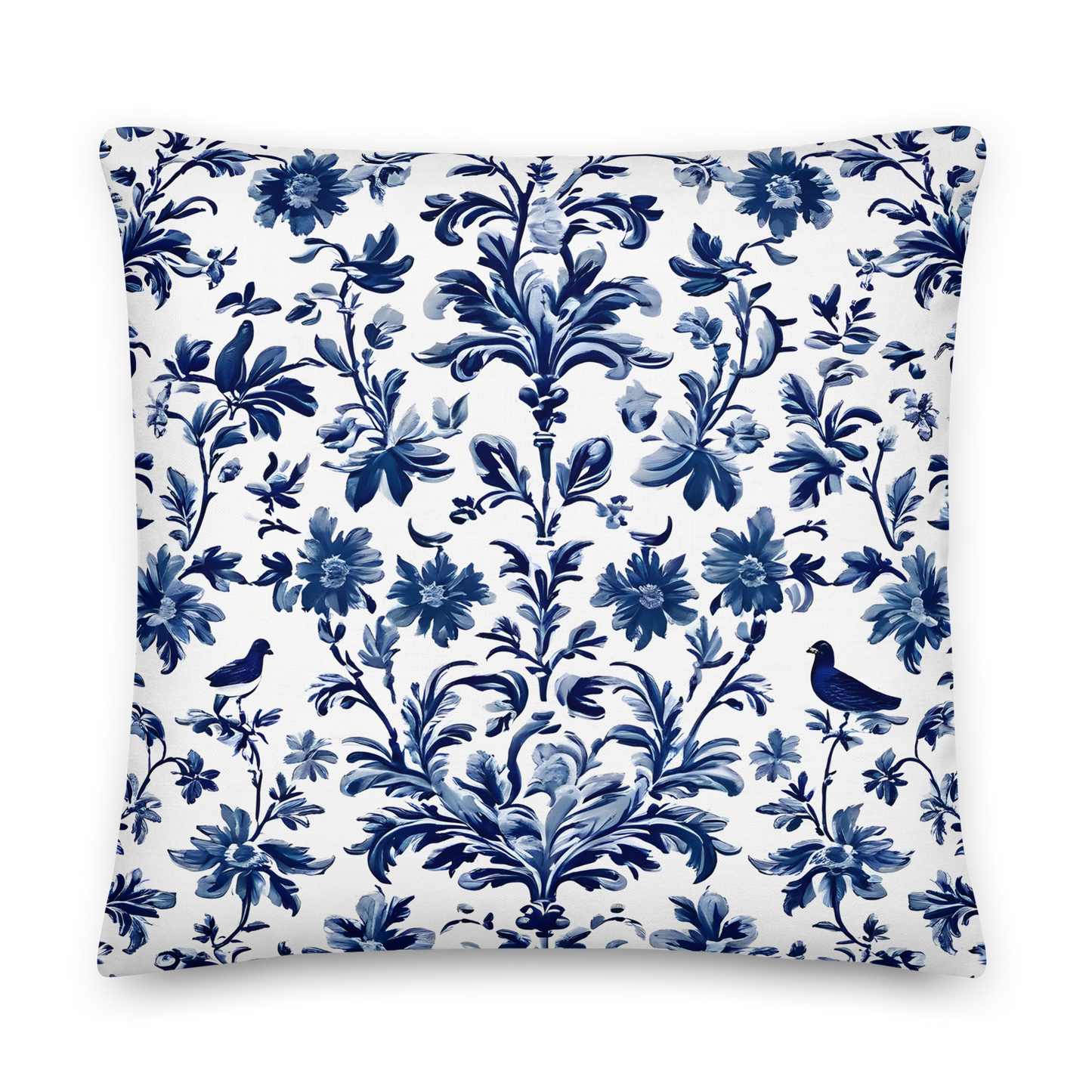 Decorative cushion with Toile de Jouy pattern