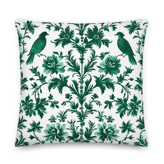 Decorative cushion with Toile de Jouy pattern