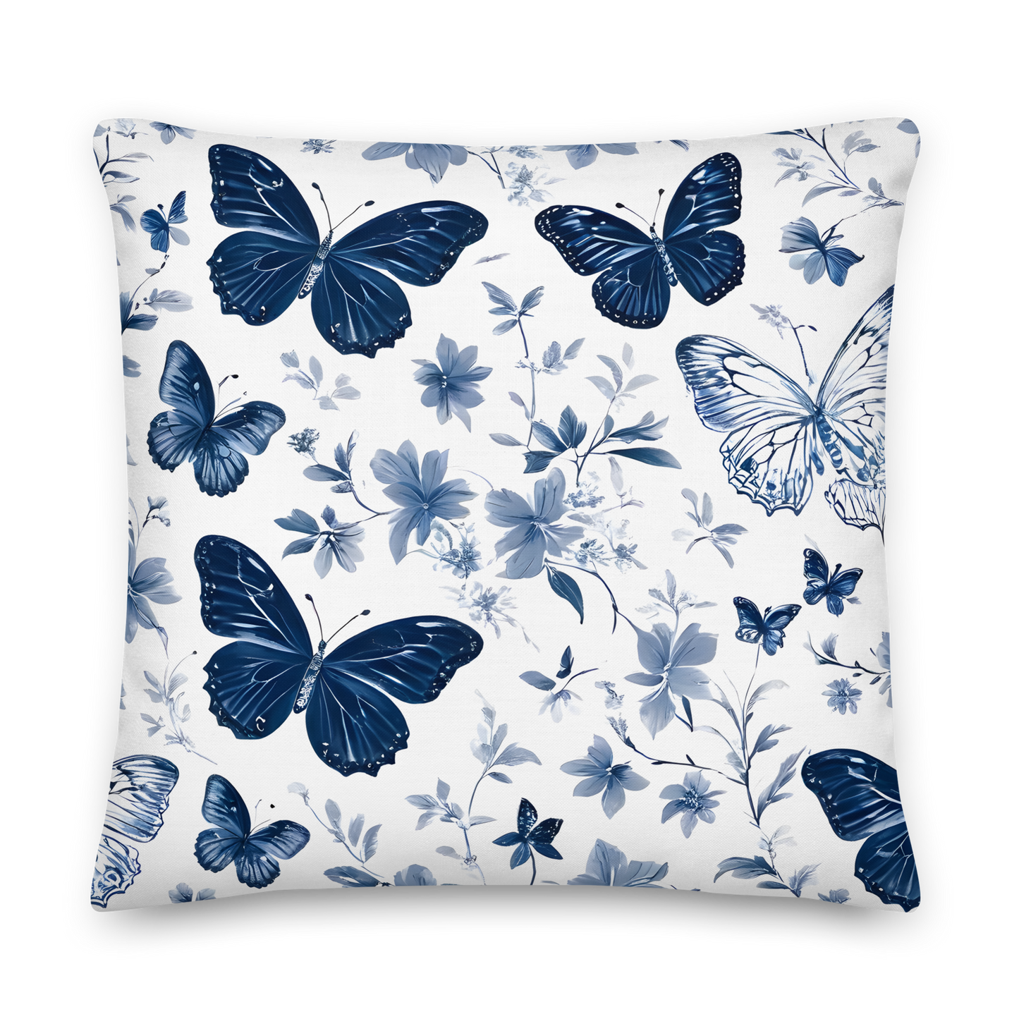 Decorative cushion with Toile de Jouy pattern