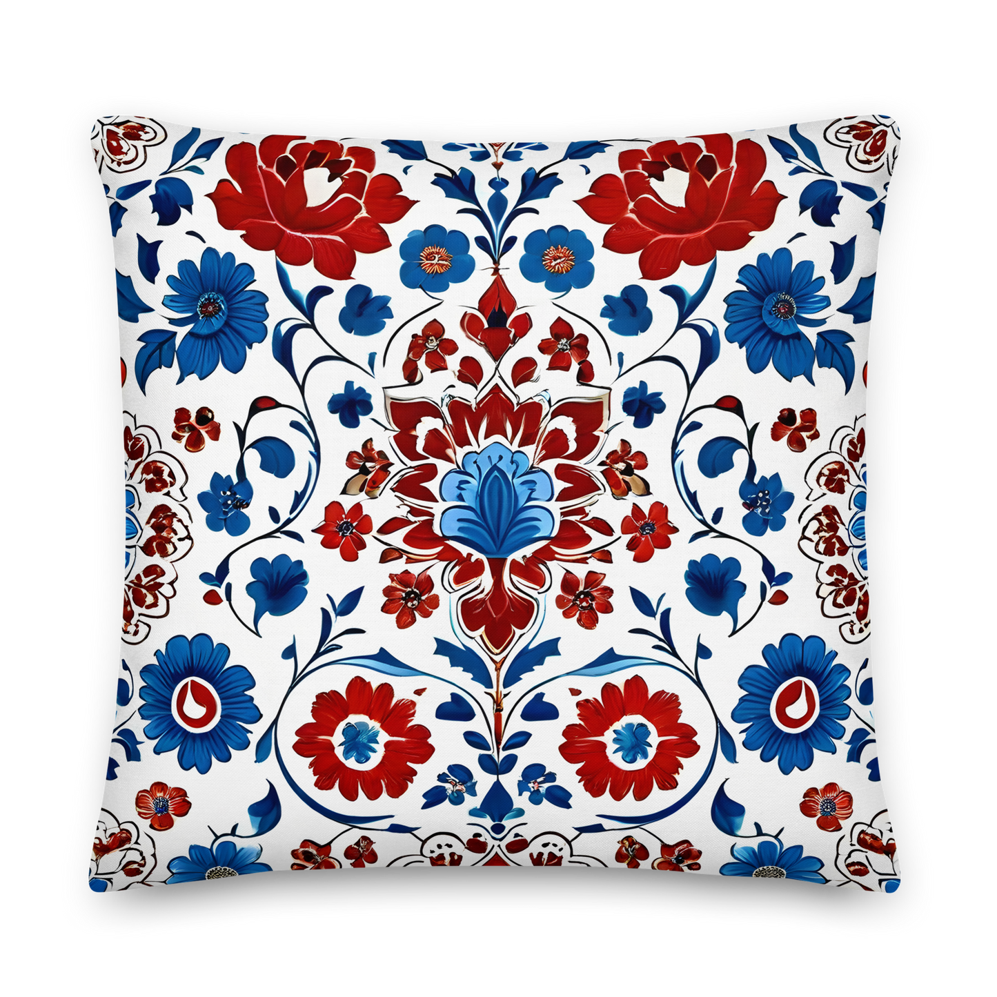 Decorative cushion with Turkish Iznik pattern