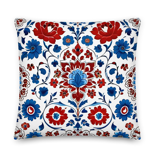 Decorative cushion with Turkish Iznik pattern