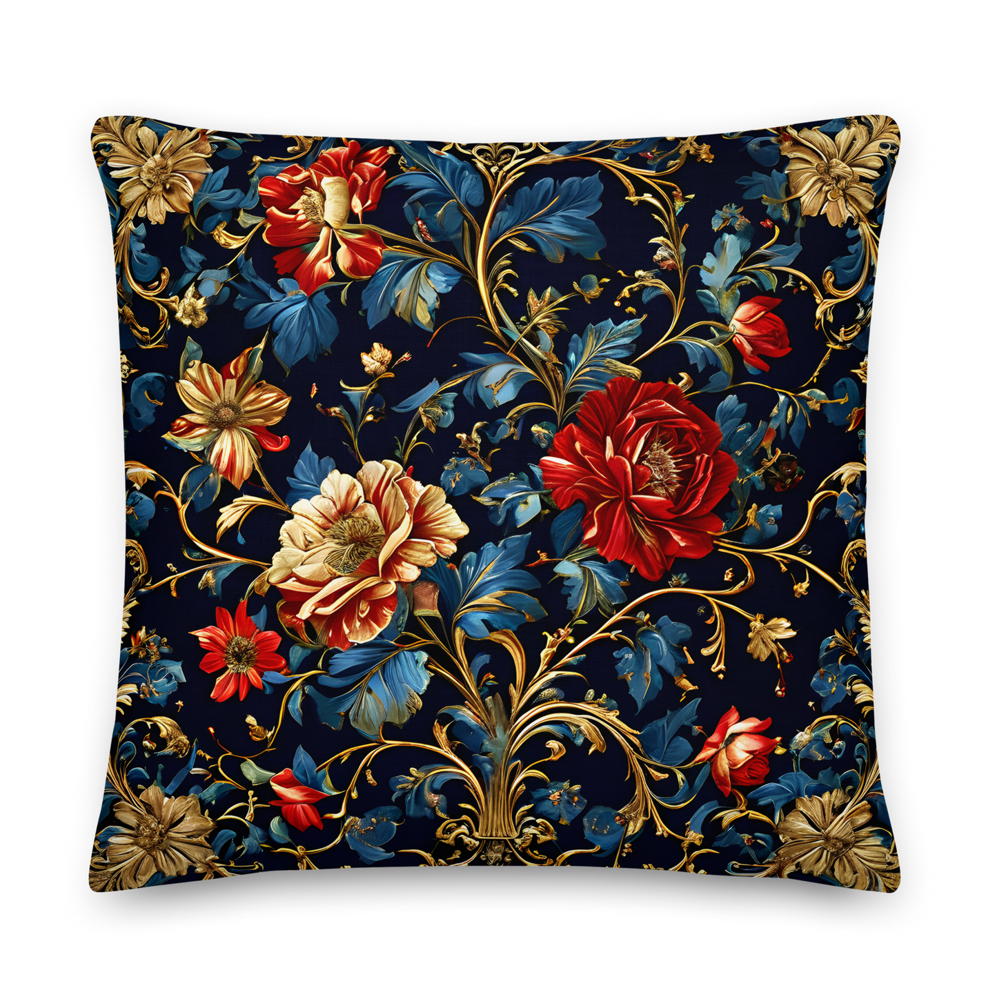 Decorative cushion with Renaissance floral pattern